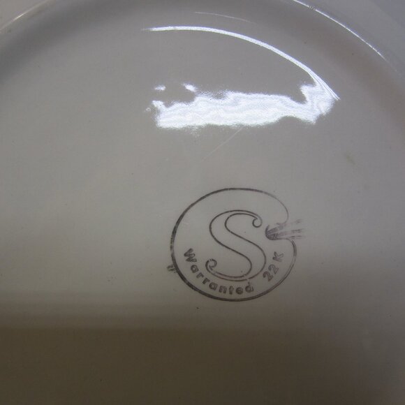 VTG SABIN INDUSTRIES INC CHINA PLATE, PINK DAISIES W/22KT GOLD ACCENTS - Picture 7 of 7